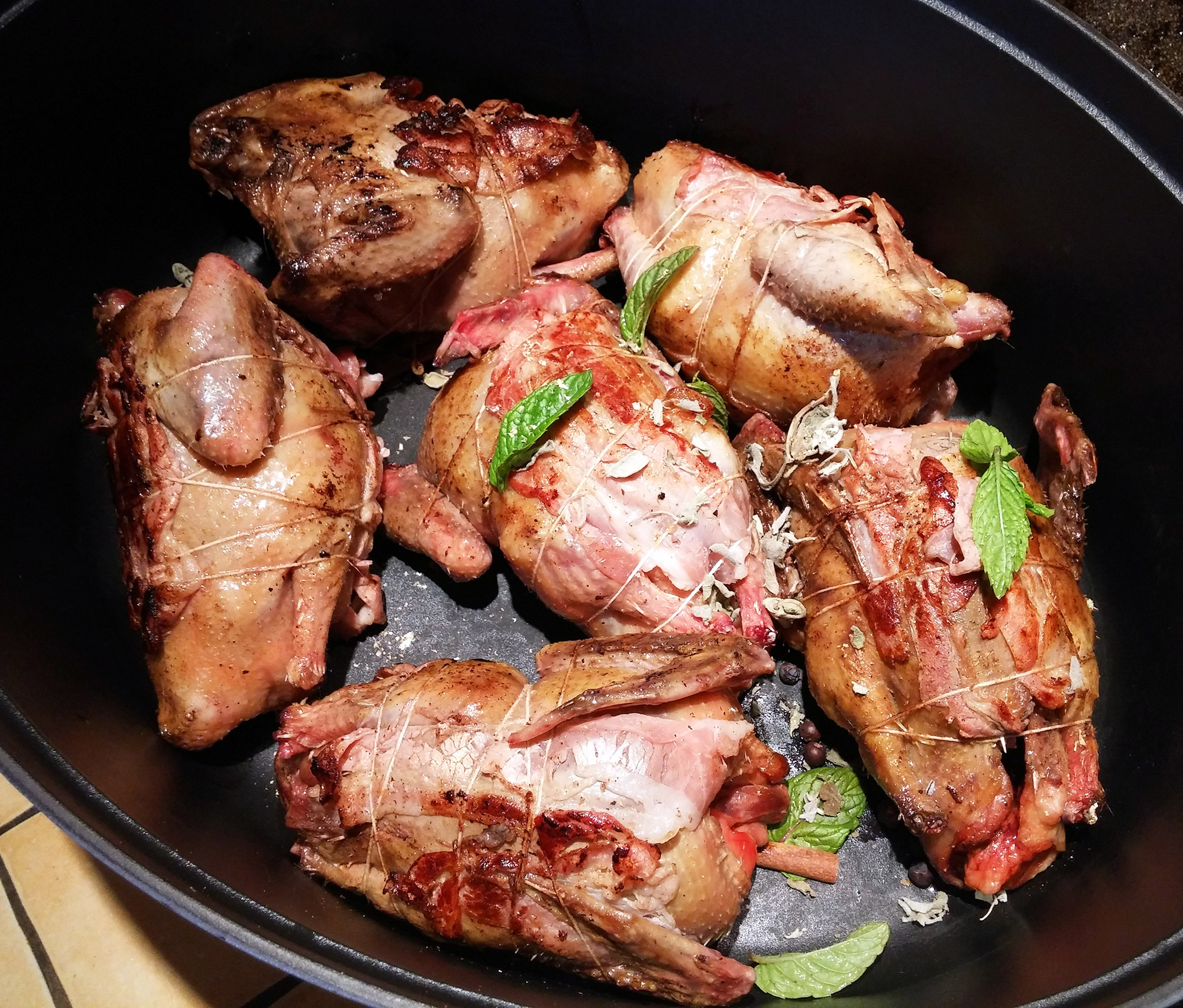 Pigeons au rhum et épices douces cuisson