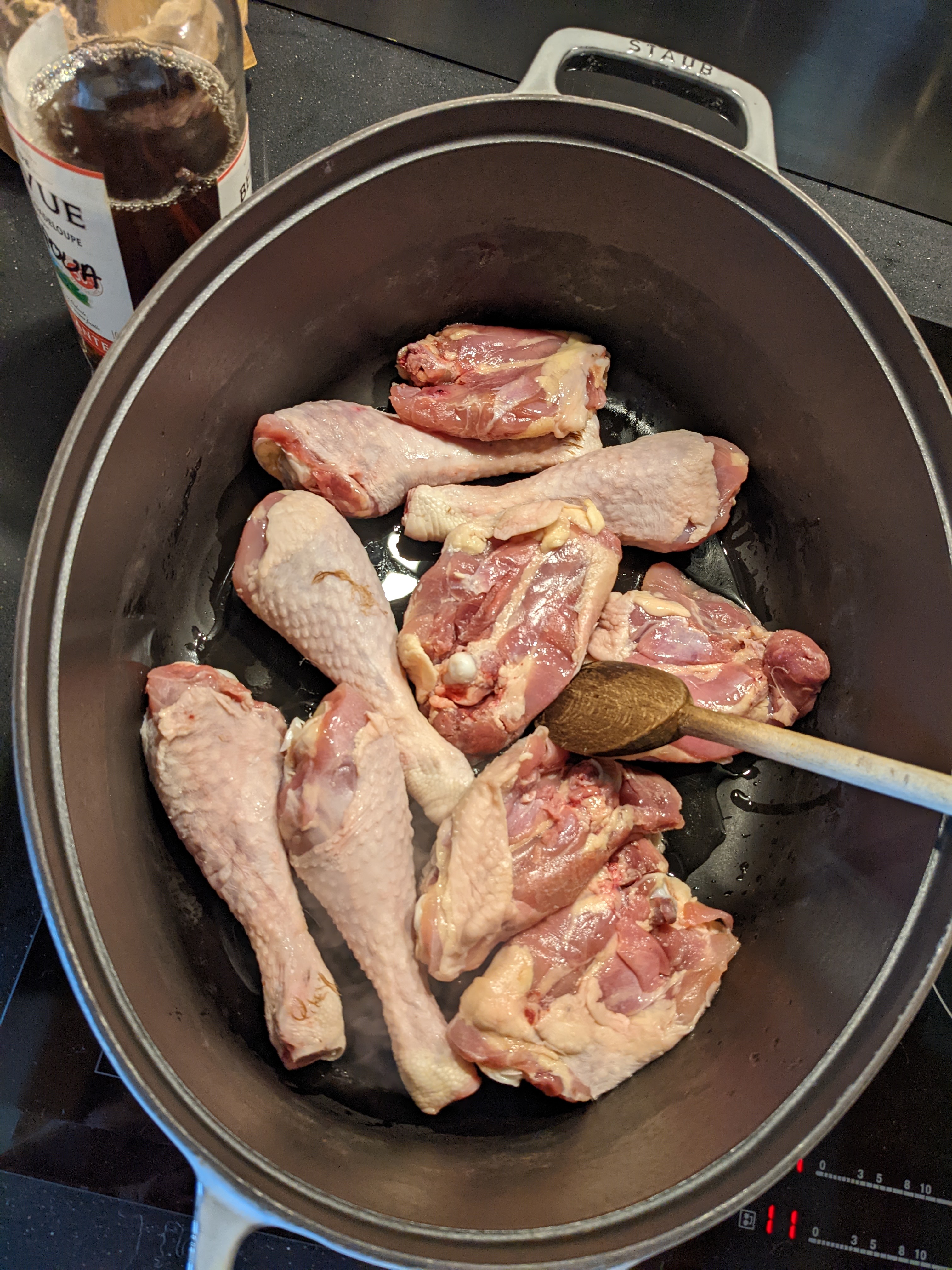 Poulet a la vanille et au rhum cuisson