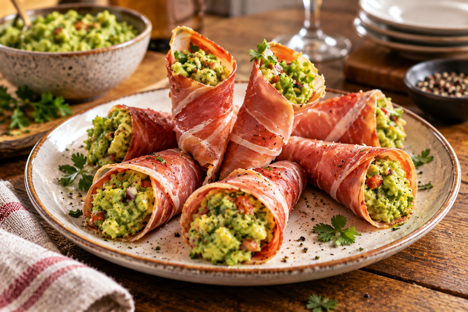 Cornets De Jambon Cru Au Guacamole
